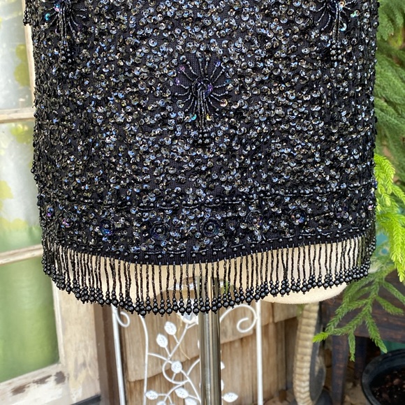 Vintage NOS Stephen Chin Beaded Top with Bead Fringe sz 38 - Picture 3 of 12